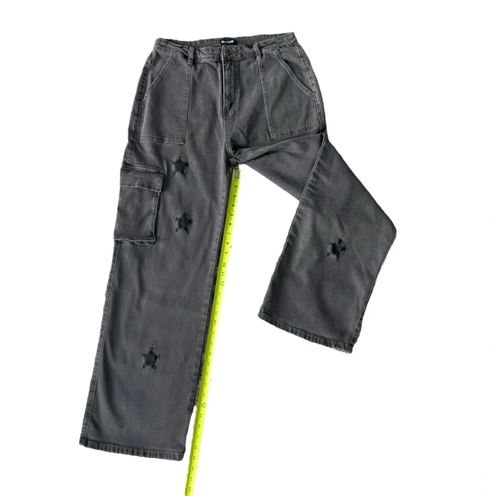 Hot Topic Gray Star Cargo Pants Womens 13 Grunge 90s Y2K Inspired High Rise - Picture 11 of 13